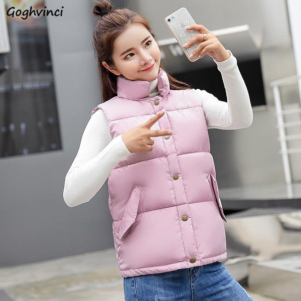 women's vests women single breasted solid stand collar pockets simple warm womens down jacket light waistcoat casual females outwear, Black;white
women's vests women single breasted solid stand collar pockets simple warm womens down jacket light waistcoat casual females outwear, Black;white