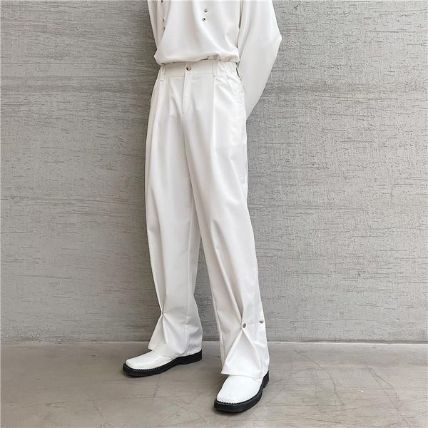 men's pants 2021 autumn korean style personality rivets design straight men casual loose wild black whitet trouser,m-xxl 
men's pants 2021 autumn korean style personality rivets design straight men casual loose wild black whitet trouser,m-xxl