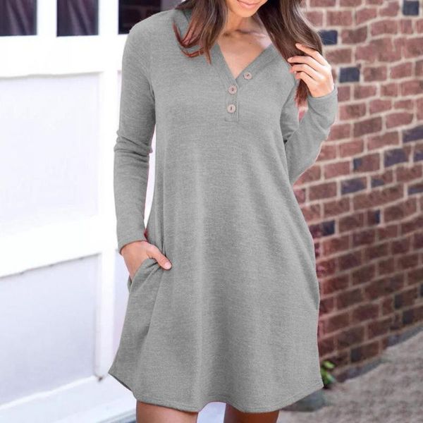 casual dresses v-neck solid color mini dress long sleeve buttons side pockets women streetwear christmas for 2021, Black;gray
casual dresses v-neck solid color mini dress long sleeve buttons side pockets women streetwear christmas for 2021, Black;gray