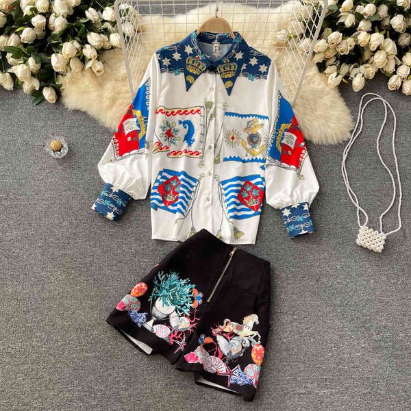women printing lapel puff sleeve shorts arrivals two piece set fashion temperament spring summer 11d589 210525, White
women printing lapel puff sleeve shorts arrivals two piece set fashion temperament spring summer 11d589 210525, White
