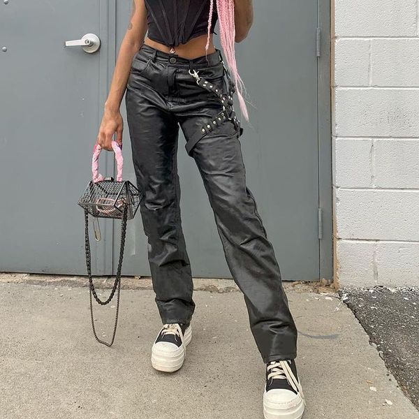 women's pants & capris weiyao black goth pu leather grunge e girl techwear chain punk high waist trousers women casual straight sweatpa, Black;white
women's pants & capris weiyao black goth pu leather grunge e girl techwear chain punk high waist trousers women casual straight sweatpa, Black;white