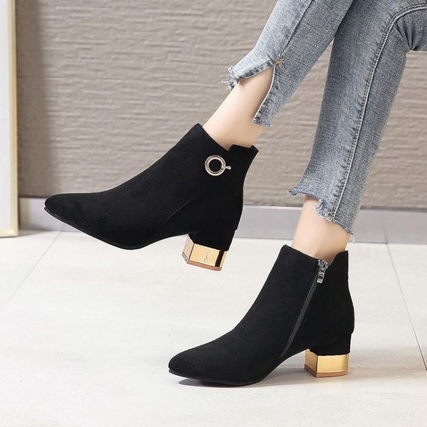 dress shoes women ankle boots flock zipper solid short low square heel single keep warm winter booties botas mujer invierno wmh9, Black
dress shoes women ankle boots flock zipper solid short low square heel single keep warm winter booties botas mujer invierno wmh9, Black