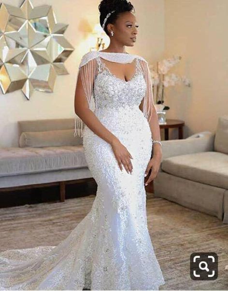 african wedding dresses mermaid pearls bridal dress art deco-inspired neck major beading tassel bling sweep train lace-up appliques bride go, White
african wedding dresses mermaid pearls bridal dress art deco-inspired neck major beading tassel bling sweep train lace-up appliques bride go, White