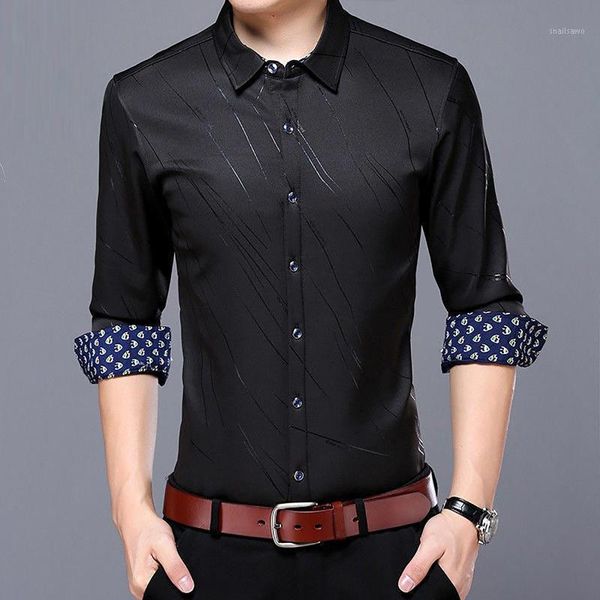 men 's shirts fashion long sleeve turn down collar letters/stripes print buttons shirt slim social streetwear clothes men's casua, White;black
men 's shirts fashion long sleeve turn down collar letters/stripes print buttons shirt slim social streetwear clothes men's casua, White;black