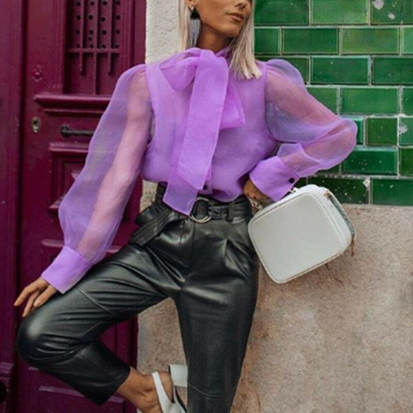 women's blouses & shirts women fashion puff long sleeve loose see-through transparent solid color bowknot tie neck blouse spring and a, White
women's blouses & shirts women fashion puff long sleeve loose see-through transparent solid color bowknot tie neck blouse spring and a, White