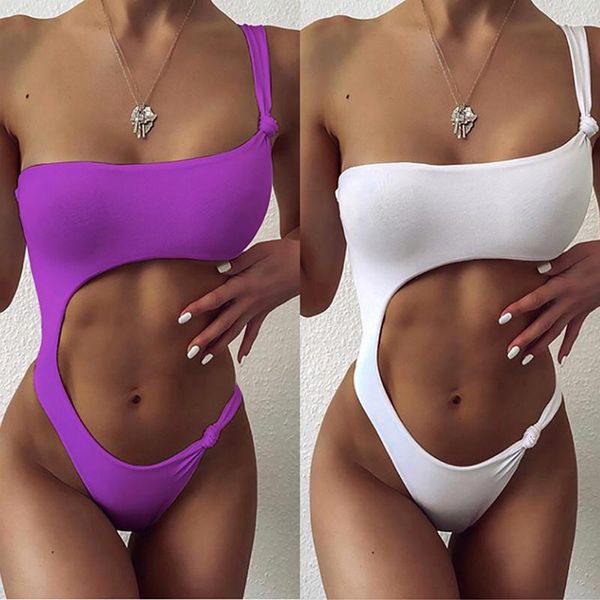 women's swimwear solid bikini women swimsuit one shoulder swiminwear hollow cut off swimming suit monokini tie designer bathing 2021, White;black
women's swimwear solid bikini women swimsuit one shoulder swiminwear hollow cut off swimming suit monokini tie designer bathing 2021, White;black