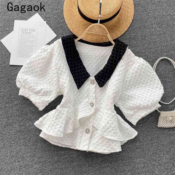 blouse women summer office lady patchwork v-neck ruffles puff sleeve shirt fashion korean chic wild blouses 210531, White
blouse women summer office lady patchwork v-neck ruffles puff sleeve shirt fashion korean chic wild blouses 210531, White