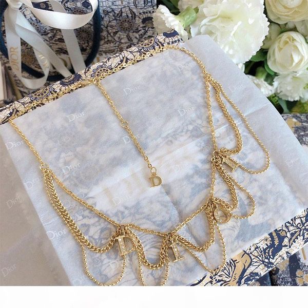 d home 2020 new letter fashion simple necklace di home internet celebrity tassel necklace, Silver