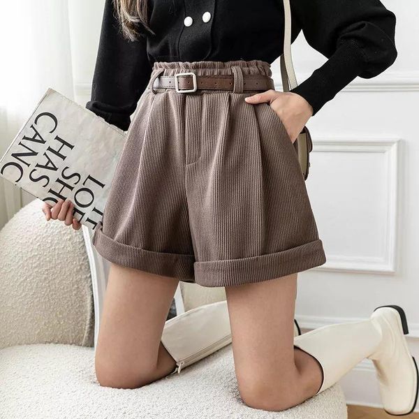 women's shorts casual streetwear plus size for women autumn winter high waist corduroy with belt ladies loose wide leg short g292, White;black
women's shorts casual streetwear plus size for women autumn winter high waist corduroy with belt ladies loose wide leg short g292, White;black