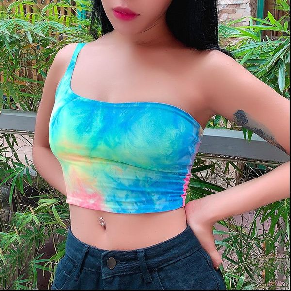 fashion single shoulder rendering tie womens cami dye summer casual slim clothes, White
fashion single shoulder rendering tie womens cami dye summer casual slim clothes, White