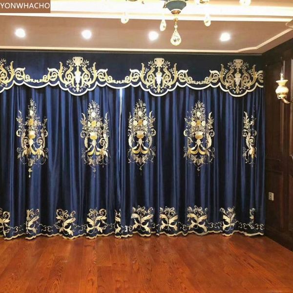 curtain & drapes custom curtains luxury european embroidered velvet thick blue cloth blackout valance tulle panel b648
curtain & drapes custom curtains luxury european embroidered velvet thick blue cloth blackout valance tulle panel b648