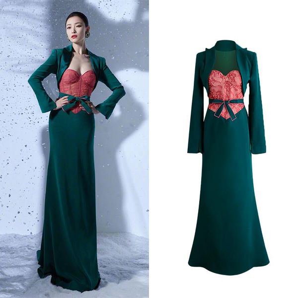 autumn spring suit color contrast lace up party long sleeve slim jacket+dress super stars lover green pink ethnic clothing, Red
autumn spring suit color contrast lace up party long sleeve slim jacket+dress super stars lover green pink ethnic clothing, Red