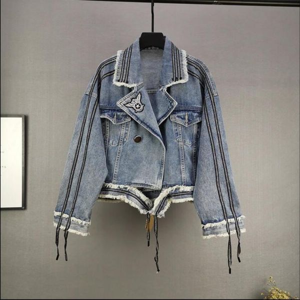 women's jackets 2021 spring and autumn frayed denim jacket short loose little man tooling top, Black;brown
women's jackets 2021 spring and autumn frayed denim jacket short loose little man tooling top, Black;brown