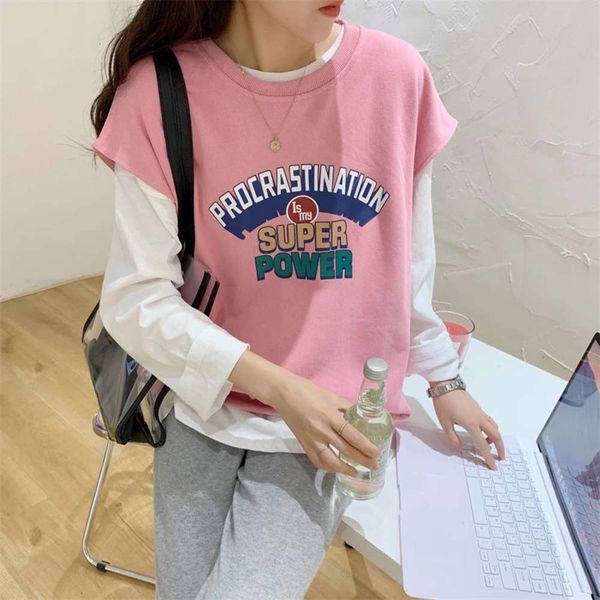 7351zg autumn korean 21 letter printed women's cotton round neck pullover casual loose two-piece sweater, Black
7351zg autumn korean 21 letter printed women's cotton round neck pullover casual loose two-piece sweater, Black