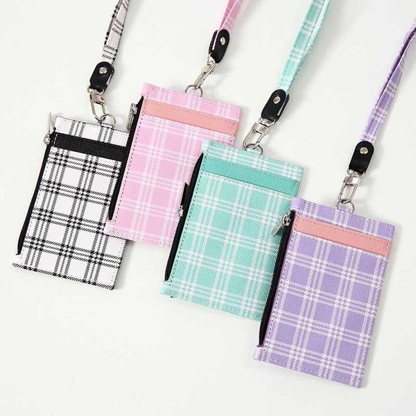 card holders 4 colors plaid korean shaped named holder identity badge with lanyard pu neck strap bus id ic, Brown;gray
card holders 4 colors plaid korean shaped named holder identity badge with lanyard pu neck strap bus id ic, Brown;gray