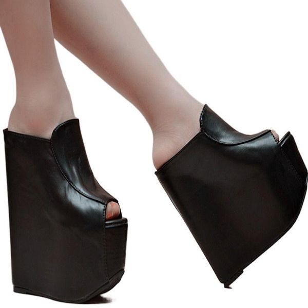 ultra-high heel 17cm slippers summer women's shoes thick-soled a word drag muffin slope sandals high, Black
ultra-high heel 17cm slippers summer women's shoes thick-soled a word drag muffin slope sandals high, Black