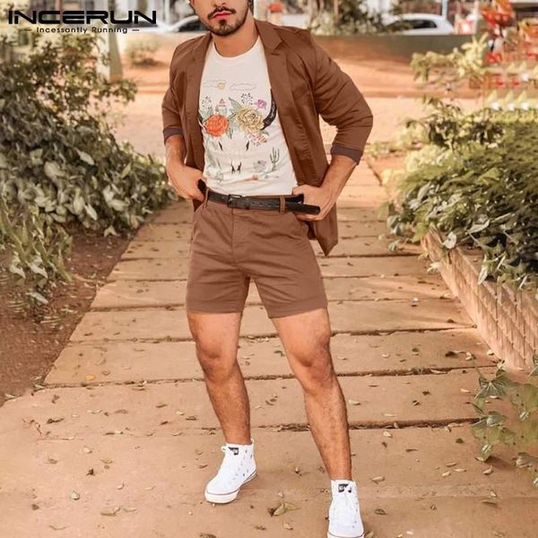 men's tracksuits incerun handsome clothes suits long sleeve suit shirt blazer short pant stylish leisure streetwear shorts sets s-5xl, Gray
men's tracksuits incerun handsome clothes suits long sleeve suit shirt blazer short pant stylish leisure streetwear shorts sets s-5xl, Gray