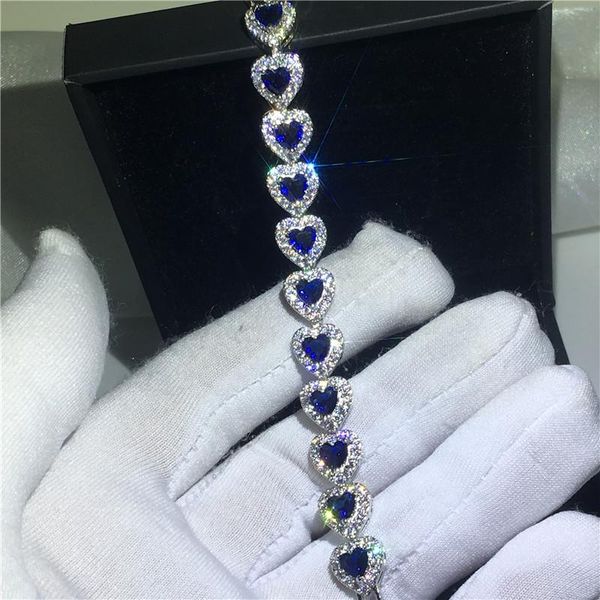 link, chain vecalon lady heart shape bracelet blue cubic zirconia white gold filled party wedding bracelets for women jewelry, Black
link, chain vecalon lady heart shape bracelet blue cubic zirconia white gold filled party wedding bracelets for women jewelry, Black