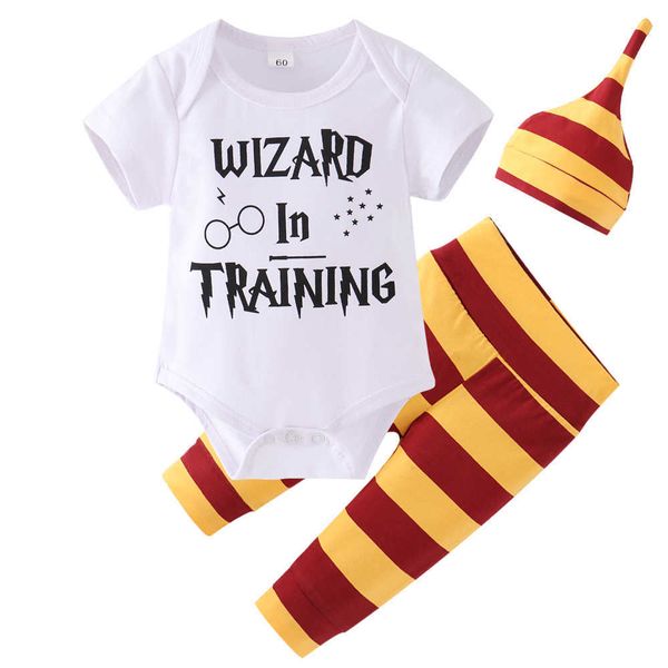 3 pieces infant baby clothing sets 2020 new summer wizard in training +pants+hat newborn baby boy clothes outfits g1023, White
3 pieces infant baby clothing sets 2020 new summer wizard in training +pants+hat newborn baby boy clothes outfits g1023, White