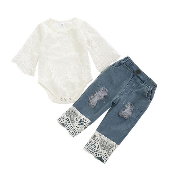 kids baby girls' long sleeve lace romper suit triangle crotch round neck with jeans patchwork pants 2pcs 210826, Blue
kids baby girls' long sleeve lace romper suit triangle crotch round neck with jeans patchwork pants 2pcs 210826, Blue