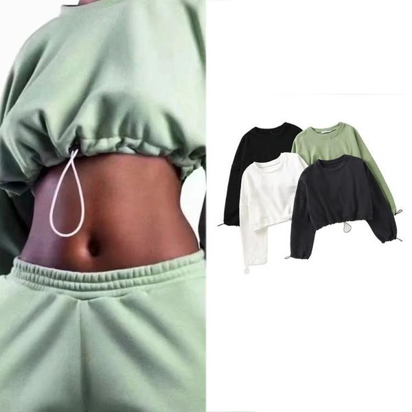 women's hoodies & sweatshirts ins european and american style high waist open navel drawstring autumn round neck versatile small, Black
women's hoodies & sweatshirts ins european and american style high waist open navel drawstring autumn round neck versatile small, Black
