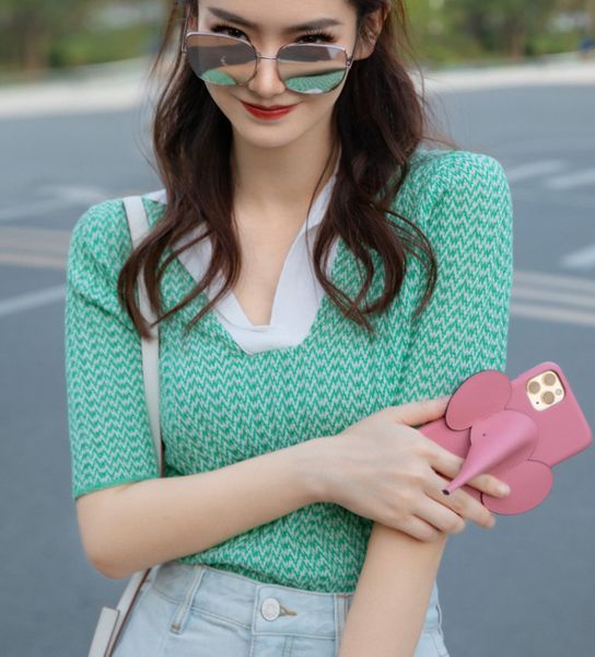 dsigners maje qiwei same green wave texture tshirt summer new ice silk tshirt for women, White;black
dsigners maje qiwei same green wave texture tshirt summer new ice silk tshirt for women, White;black