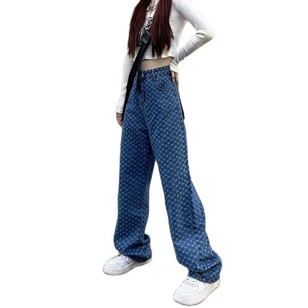 women's jeans casual high waist slimming retro jacquard straight wide leg trousers women 2021 fashion clothing, Blue
women's jeans casual high waist slimming retro jacquard straight wide leg trousers women 2021 fashion clothing, Blue
