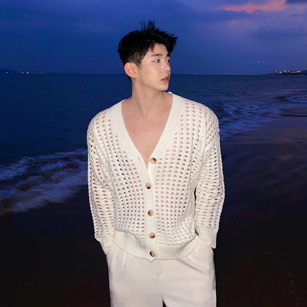 men's sweaters spring summer thin hollow cardigan coat man women korean streetwear vintage knitwear v-neck rrsb, White;black
men's sweaters spring summer thin hollow cardigan coat man women korean streetwear vintage knitwear v-neck rrsb, White;black