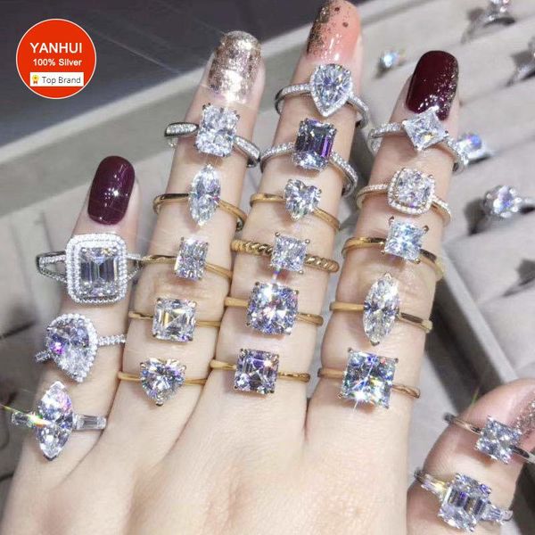 cluster rings yanhui with certificate 100% original 925 sterling silver ring bride wedding jewelry for women white gold color lab diamond, Golden;silver
cluster rings yanhui with certificate 100% original 925 sterling silver ring bride wedding jewelry for women white gold color lab diamond, Golden;silver