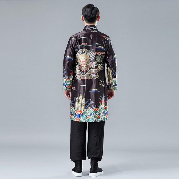 men's jackets 2021 spring chinese style men printing pattern dragon long coats slim fit lapel casual trench outerwear male robe runway, Black;brown
men's jackets 2021 spring chinese style men printing pattern dragon long coats slim fit lapel casual trench outerwear male robe runway, Black;brown