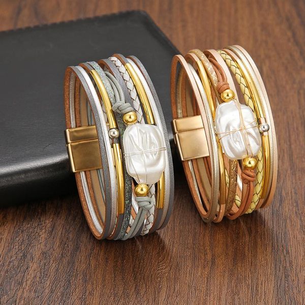 charm bracelets tehao 2021 fashion bohemian big pearl jewelry metal bead chain winding bracelet female multi-layer leather, Golden;silver
charm bracelets tehao 2021 fashion bohemian big pearl jewelry metal bead chain winding bracelet female multi-layer leather, Golden;silver