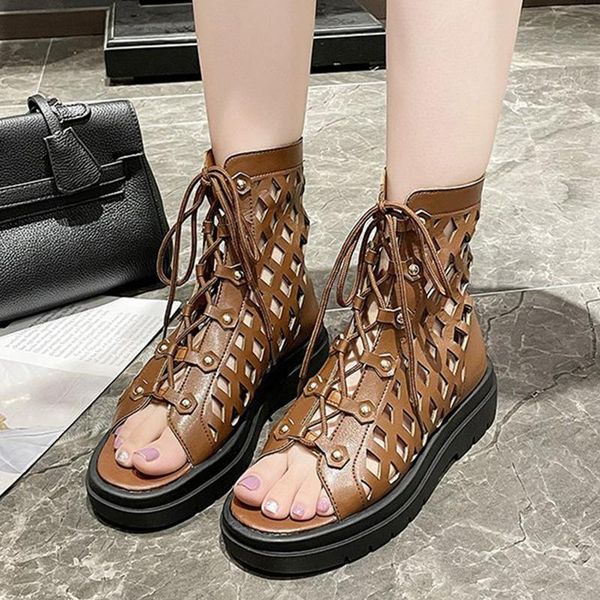 rimocy hollow out summer ankle boots women open toe lace up platform sandals woman fashion brown black chunky casual shoes
rimocy hollow out summer ankle boots women open toe lace up platform sandals woman fashion brown black chunky casual shoes