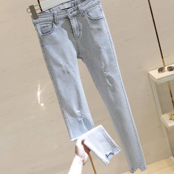 light blue ripped skinny jeans for women vintage spring summer denim pencil pants pantalon streetwear stretch c7013 women's 
light blue ripped skinny jeans for women vintage spring summer denim pencil pants pantalon streetwear stretch c7013 women's