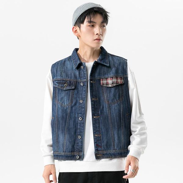 men's vests 2021 autumn winter thick casual denim vest lattice stitching fashion clothes male brand clothing, Black;white
men's vests 2021 autumn winter thick casual denim vest lattice stitching fashion clothes male brand clothing, Black;white
