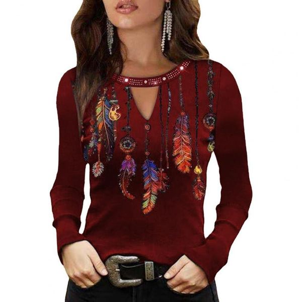 women's blouses & shirts feather print hollow out women blouse long sleeve o-neck slim fit rhinestone pullover ladies clothing, White
women's blouses & shirts feather print hollow out women blouse long sleeve o-neck slim fit rhinestone pullover ladies clothing, White