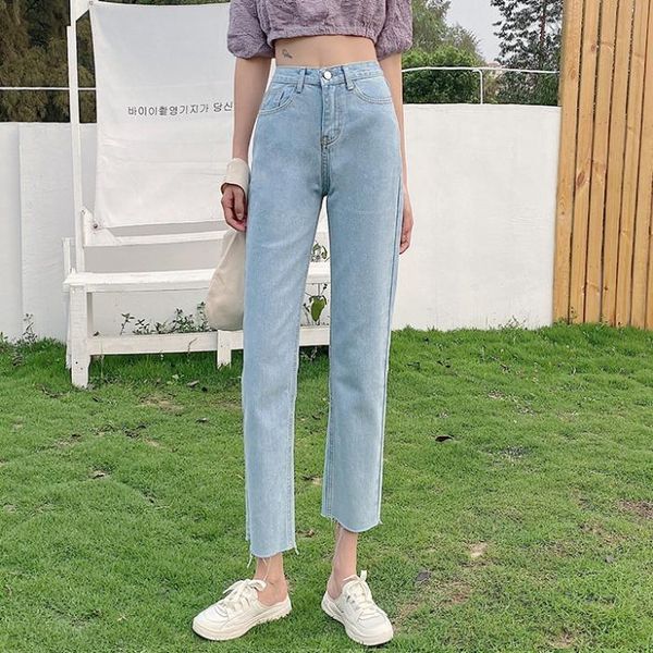 women's jeans hyun-ah women's summer 2021 korean style loose slimming straight pants versatile student burr cropped trousers, Blue
women's jeans hyun-ah women's summer 2021 korean style loose slimming straight pants versatile student burr cropped trousers, Blue