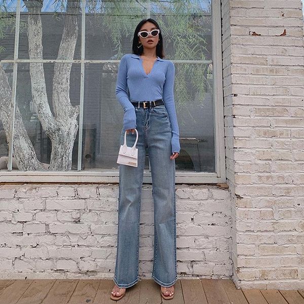 fashion women's clothing autumn and winter jeans trousers straight loose high waist, Blue
fashion women's clothing autumn and winter jeans trousers straight loose high waist, Blue
