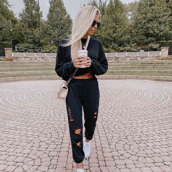 pants women casual two-pieces fashion suit sleeve onek solid short and personality hole long pant winter streetwear set, White
pants women casual two-pieces fashion suit sleeve onek solid short and personality hole long pant winter streetwear set, White