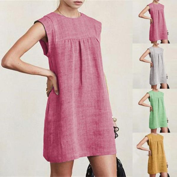 party dresses streetwear simple solid color sleeveless dress women loose pleated for daily wear, White;black
party dresses streetwear simple solid color sleeveless dress women loose pleated for daily wear, White;black