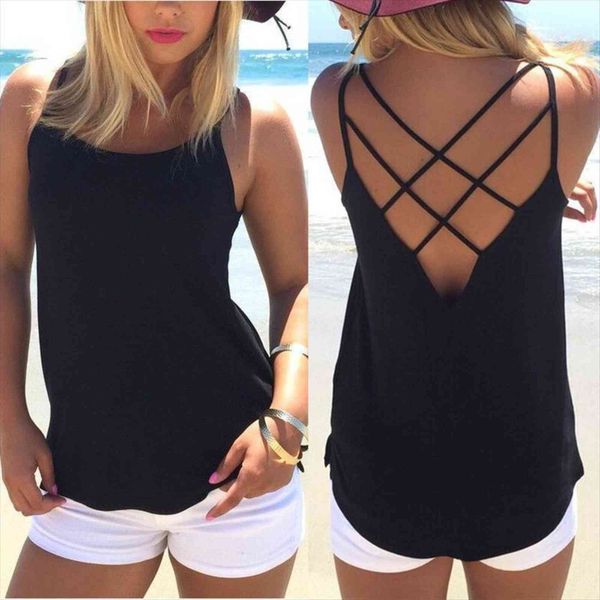 summer spaghetti strap sleeveless women backless cross black white blue tees beach casual shirt
summer spaghetti strap sleeveless women backless cross black white blue tees beach casual shirt