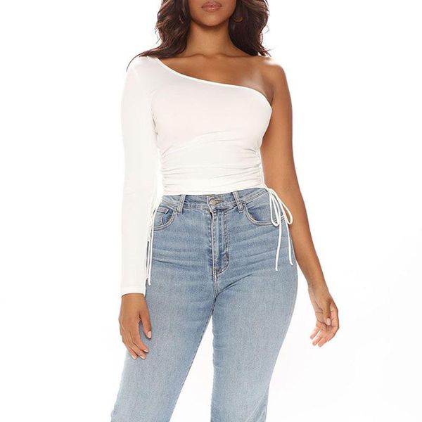 women's t-shirt lace up shirring slim solid t-shirts for women autumn asymmetrical neck backless long sleeve clubwear tee wdc8779, White
women's t-shirt lace up shirring slim solid t-shirts for women autumn asymmetrical neck backless long sleeve clubwear tee wdc8779, White
