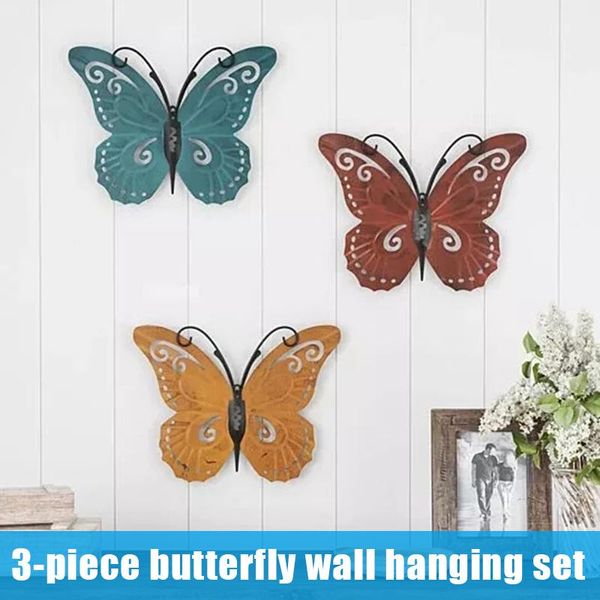set of 3 butterfly metal wall art hand painted decorative rustic wall-mounted sculpture vintage decor for door bar hug garden decorations
set of 3 butterfly metal wall art hand painted decorative rustic wall-mounted sculpture vintage decor for door bar hug garden decorations