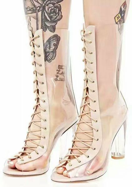 boot most recent pvc flick peep toe roma high heels women lace-up mid-calf women's transparent woman boots, Black
boot most recent pvc flick peep toe roma high heels women lace-up mid-calf women's transparent woman boots, Black