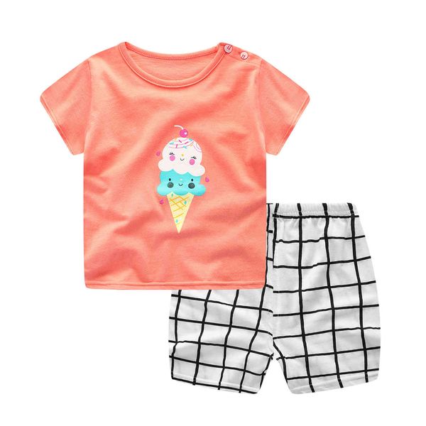 summer new children home wear girls printed short sleeve t-shirt set cotton s two piece, White
summer new children home wear girls printed short sleeve t-shirt set cotton s two piece, White