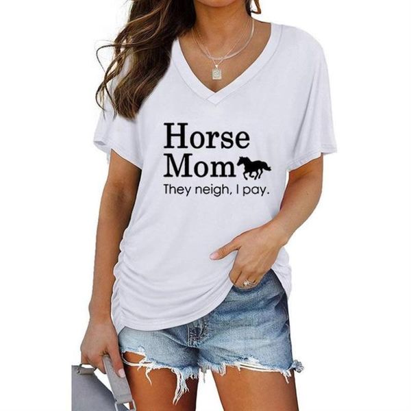 women's t-shirt loose v-neck horse mom letters print short sleeve ladies batwing summer women casual, White
women's t-shirt loose v-neck horse mom letters print short sleeve ladies batwing summer women casual, White