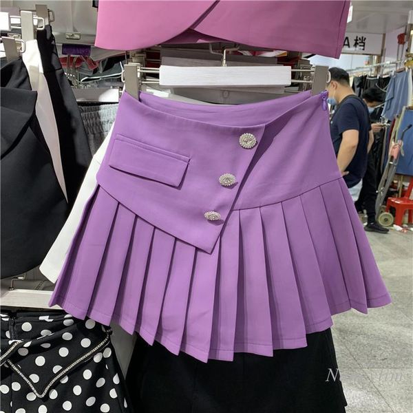 purple summer rhinestone buckle womens skirt high waist slimming pleated girls students all match skirts, Black
purple summer rhinestone buckle womens skirt high waist slimming pleated girls students all match skirts, Black