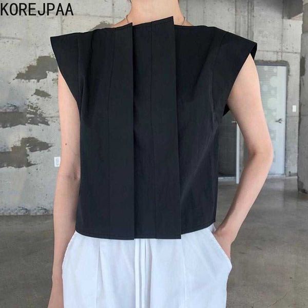 korejpaa women shirt summer korean chic ladies simple cool style three-dimensional pleated design flying sleeves blouses 210526, White
korejpaa women shirt summer korean chic ladies simple cool style three-dimensional pleated design flying sleeves blouses 210526, White