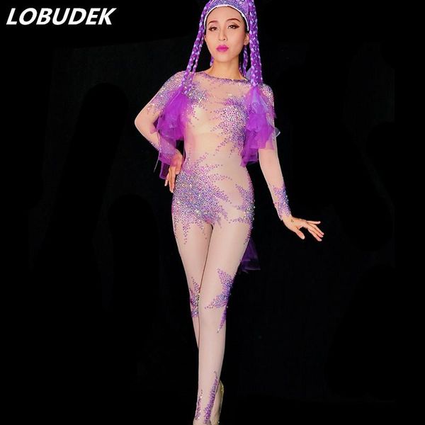 women's jumpsuits & rompers purple rhinestones perspective mesh jumpsuit see-through stage outfit nightclub bar women dj singer perform, Black;white
women's jumpsuits & rompers purple rhinestones perspective mesh jumpsuit see-through stage outfit nightclub bar women dj singer perform, Black;white