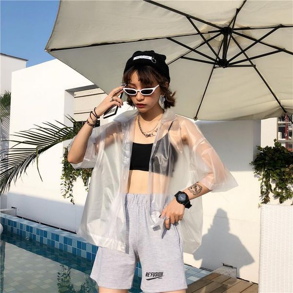 women's trench coats spring and summer trend pvc plastic sand transparent loose coat women, Tan;black
women's trench coats spring and summer trend pvc plastic sand transparent loose coat women, Tan;black