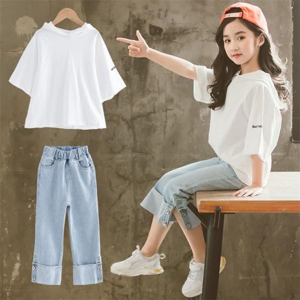 toddler girls clothes set summer short sleeve t-shirts loose jeans pants two piece tracksuit hoodies shirts for teenage girl 210622, White
toddler girls clothes set summer short sleeve t-shirts loose jeans pants two piece tracksuit hoodies shirts for teenage girl 210622, White